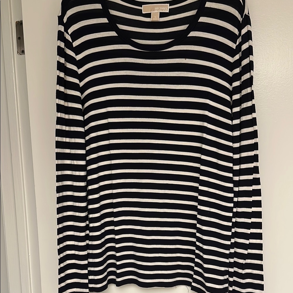 MICHAEL Michael Kors Navy Blue and White Striped Blouse